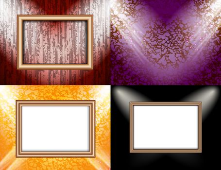 Set of Background with frames and spotlights.  illustration