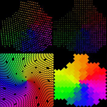 Set of Multicolored mosaic. abstract background.  illustration