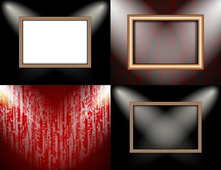 Set of Background with frames and spotlights.  illustration