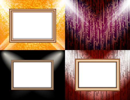 Set of Background with frames and spotlights.  illustration