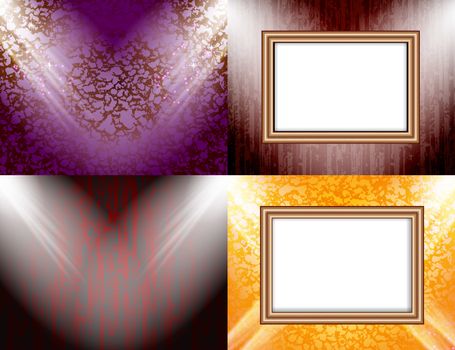 Set of Background with frames and spotlights.  illustration