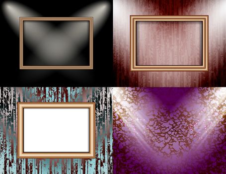 Set of Background with frames and spotlights.  illustration