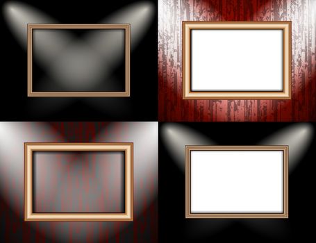 Set of Background with frames and spotlights.  illustration