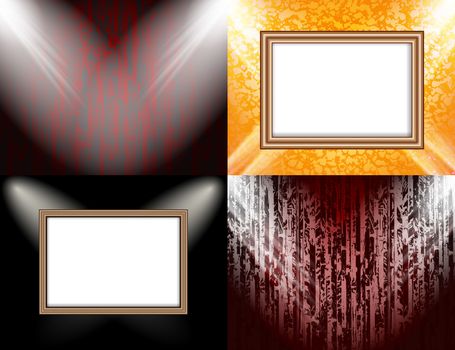 Set of Background with frames and spotlights.  illustration