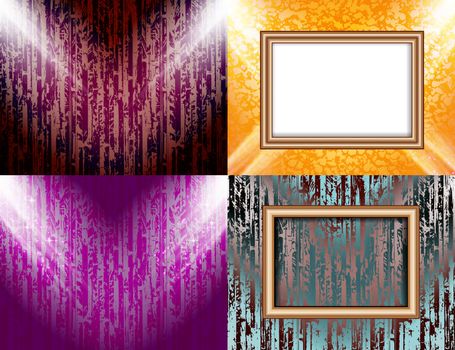 Set of Background with frames and spotlights.  illustration