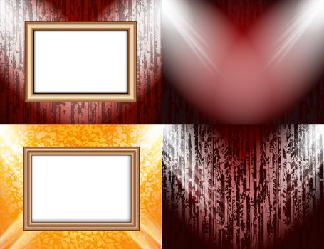 Set of Background with frames and spotlights.  illustration