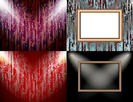 Set of Background with frames and spotlights.  illustration