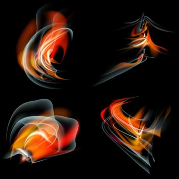 Set of Burn flame fire. abstract background.  illustration