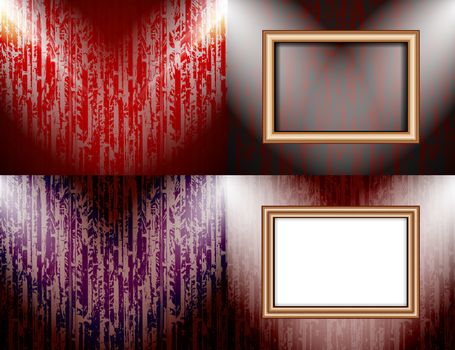 Set of Background with frames and spotlights.  illustration