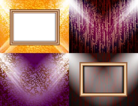 Set of Background with frames and spotlights.  illustration