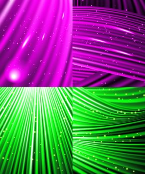 Set of Abstract luminous rays background.  illustration