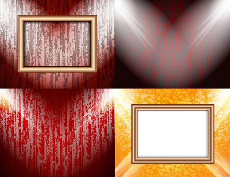 Set of Background with frames and spotlights.  illustration