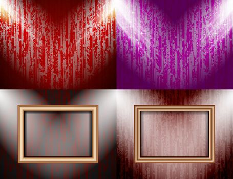 Set of Background with frames and spotlights.  illustration