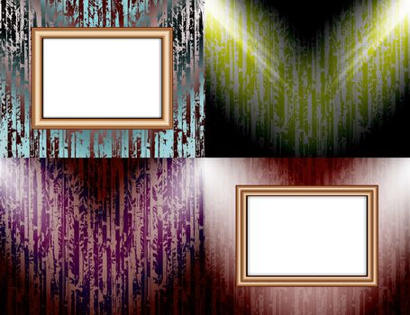 Set of Background with frames and spotlights.  illustration