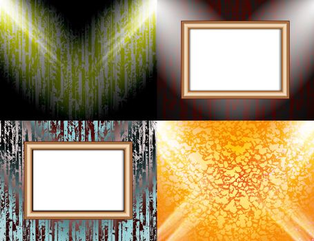 Set of Background with frames and spotlights.  illustration