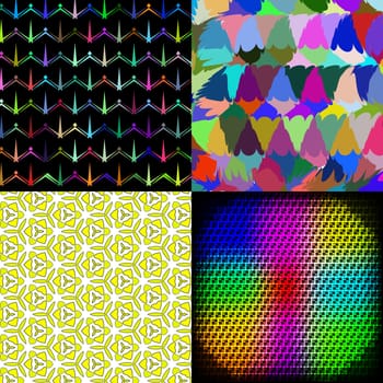 Set of Abstract rainbow colorful tiles mosaic painting geometric palette pattern background.  illustration