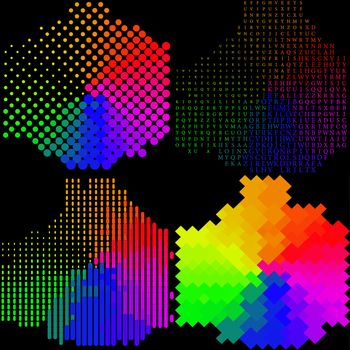 Set of Abstract rainbow colorful background.  illustration