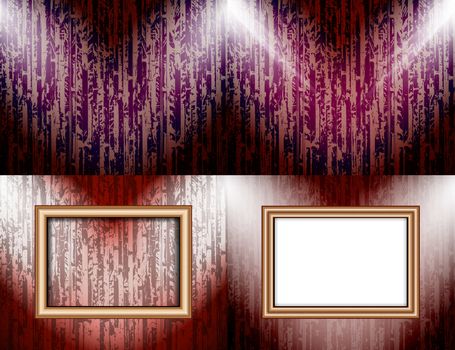 Set of Background with frames and spotlights.  illustration