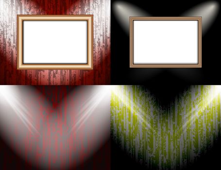 Set of Background with frames and spotlights.  illustration