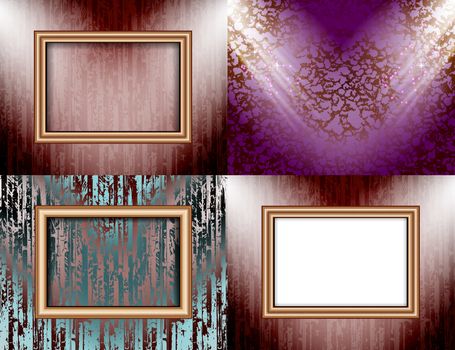 Set of Background with frames and spotlights.  illustration