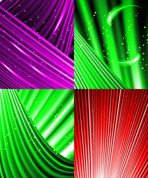 Set of Abstract luminous rays background.  illustration