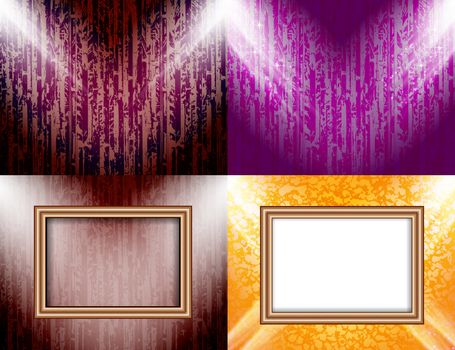 Set of Background with frames and spotlights.  illustration