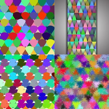 Set of Abstract rainbow colorful tiles mosaic painting geometric palette pattern background.  illustration