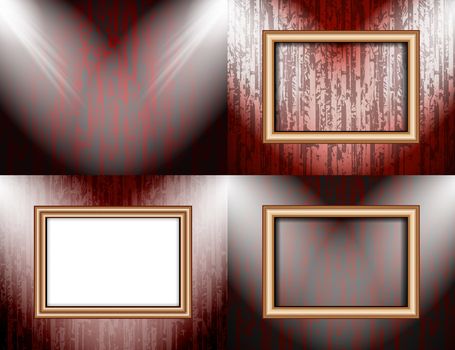 Set of Background with frames and spotlights.  illustration