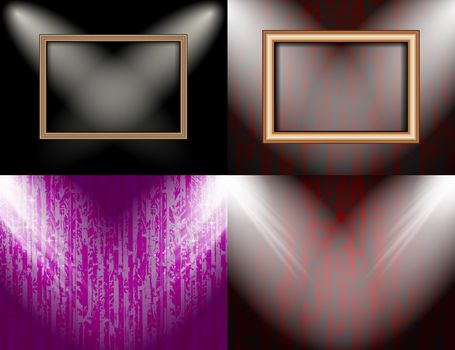 Set of Background with frames and spotlights.  illustration