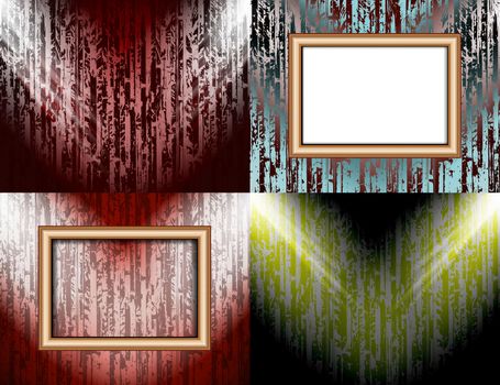 Set of Background with frames and spotlights.  illustration