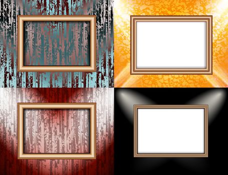 Set of Background with frames and spotlights.  illustration