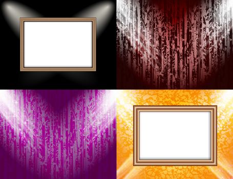 Set of Background with frames and spotlights.  illustration