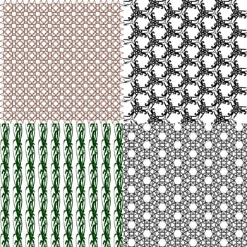 Set of 4 monochrome elegant patterns. ornaments. May be used as background