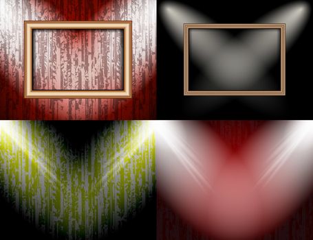 Set of Background with frames and spotlights.  illustration