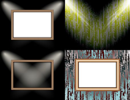 Set of Background with frames and spotlights.  illustration