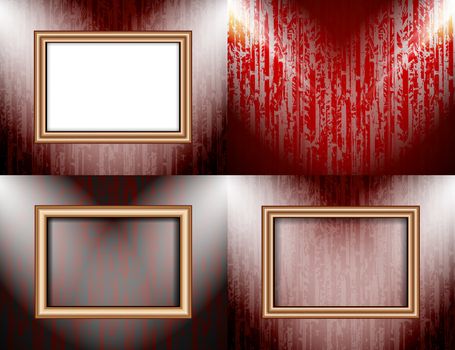 Set of Background with frames and spotlights.  illustration