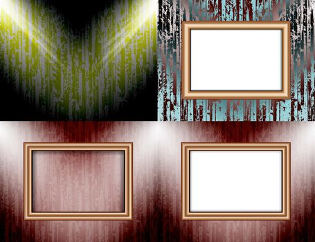 Set of Background with frames and spotlights.  illustration