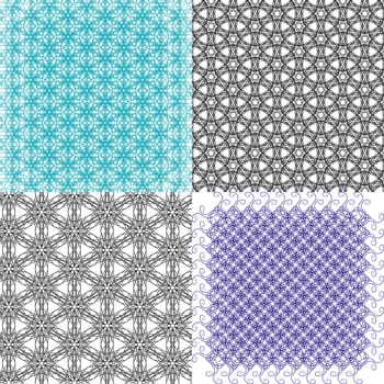 Set of 4 monochrome elegant patterns. ornaments. May be used as background