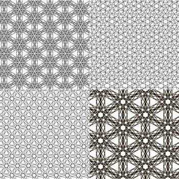 Set of 4 monochrome elegant patterns. ornaments. May be used as background