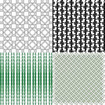 Set of 4 monochrome elegant patterns. ornaments. May be used as background