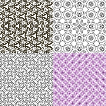 Set of 4 monochrome elegant patterns. ornaments. May be used as background