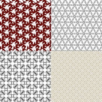 Set of 4 monochrome elegant patterns. ornaments. May be used as background
