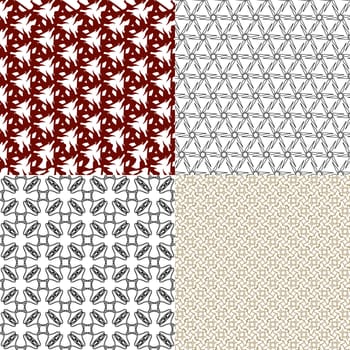 Set of 4 monochrome elegant patterns. ornaments. May be used as background