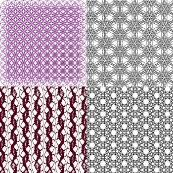 Set of 4 monochrome elegant patterns. ornaments. May be used as background