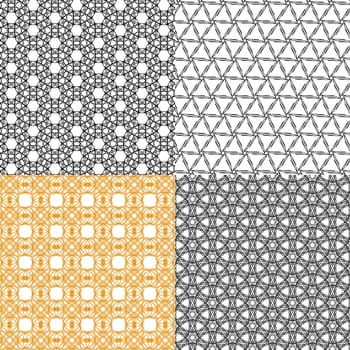 Set of 4 monochrome elegant patterns. ornaments. May be used as background