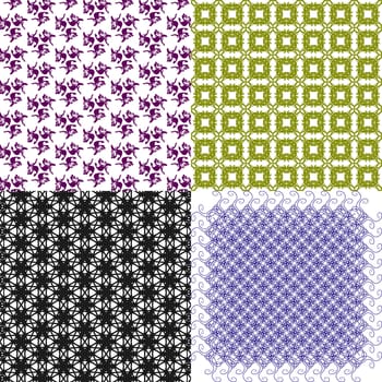 Set of 4 monochrome elegant patterns. ornaments. May be used as background