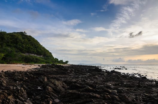 Rock and sea morning  light in Thailand