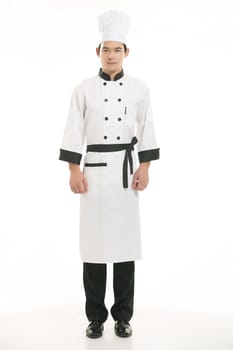 Wearing all kinds of clothing chef dietitian in front of white background