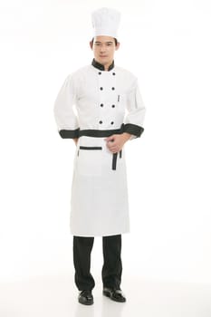 Wearing all kinds of clothing chef dietitian in front of white background