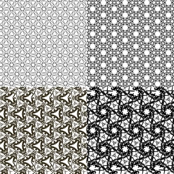 Set of 4 monochrome elegant patterns. ornaments. May be used as background